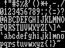 characters 0x20 to 0x7E in CGA font, 16 characters per row