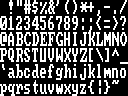 characters 0x20 to 0x7E in CGA font, 16 characters per row