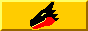 the head of a black and red smiling dragon on yellow background