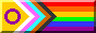 6-colour rainbow, 5 chevrons (black, brown, cyan, magenta, white), purple circle on yellow