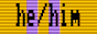 he/him with intersex flag background
