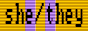 she/they with intersex flag background