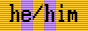 he/him with intersex flag background