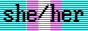 she/her with transgender flag background
