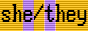 she/they with intersex flag background
