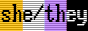 she/they with nonbinary flag background