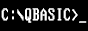 the text 'C:\QBasic\>_' in the VGA font, white on black