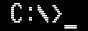 the text 'C:\>_' in the white VGA font on black