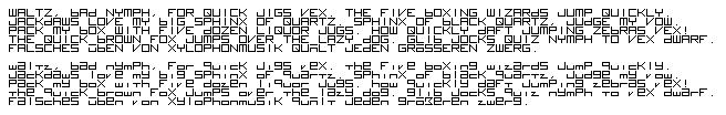 pangrams using a font with 14-segment-compatible letters