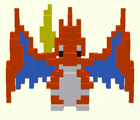 an orange/dark blue dragon Pokémon